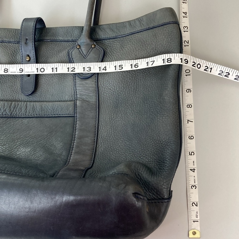 LL Bean Signature Heritage Navy Blue Leather Tote Bag - Picture 11 of 16